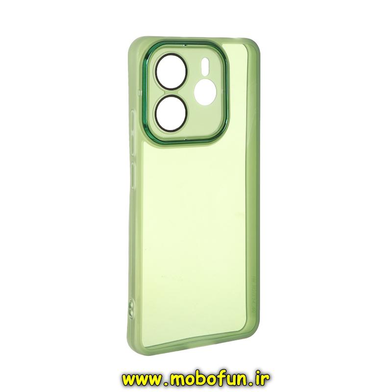 قاب گوشی Redmi Note 14 4G شیائومی اورجینال متال کیس Metal طرح ژله ای شفاف محافظ لنز دار سبز کد 76587