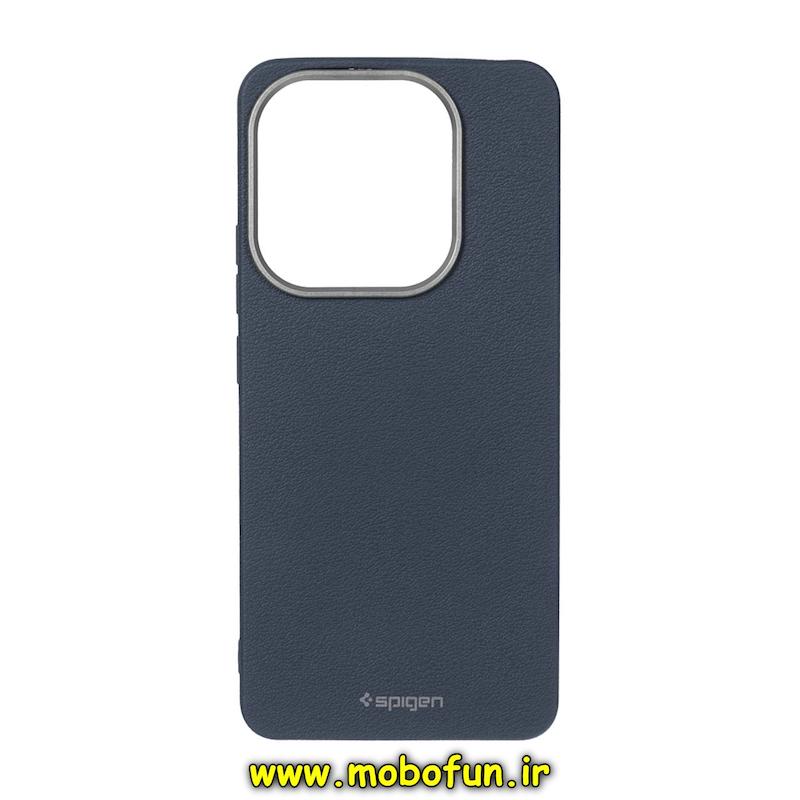 قاب گوشی Redmi Note 14 4G شیائومی لدر دیزاین SOFT Lether Design اسپیگن Spigen سیلیکونی طرح چرم سرمه ای کد 76603
