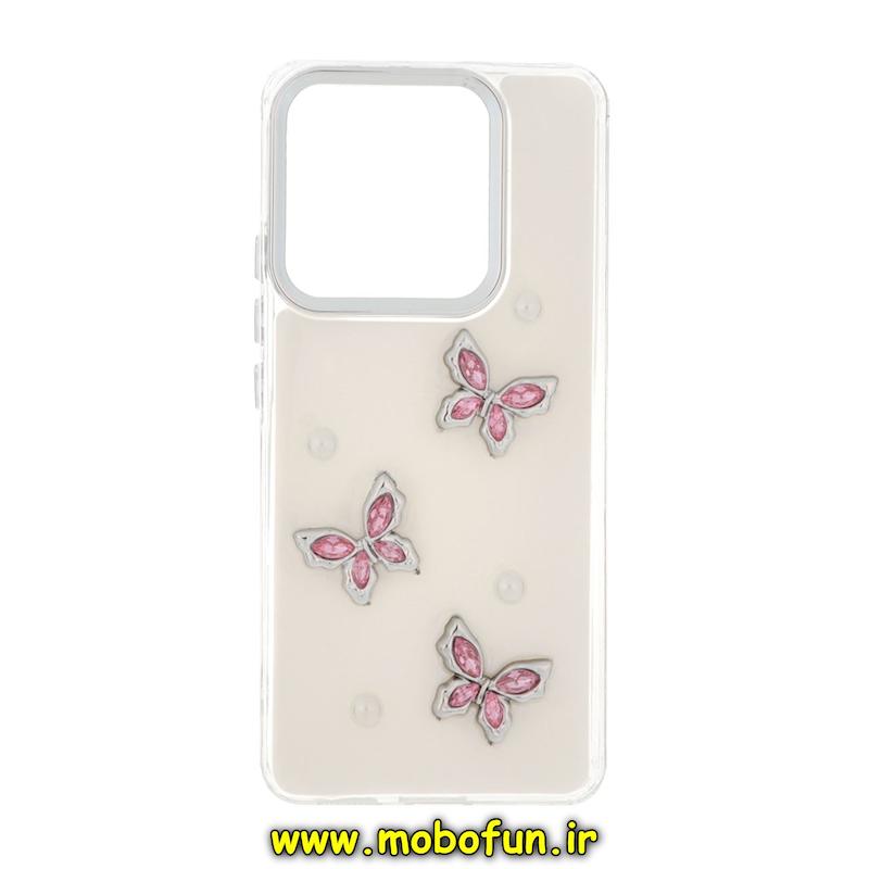 قاب گوشی Redmi Note 14 4G شیائومی فانتزی برجسته رزینی Luxury Case لنز و دکمه کرومی کد 76605