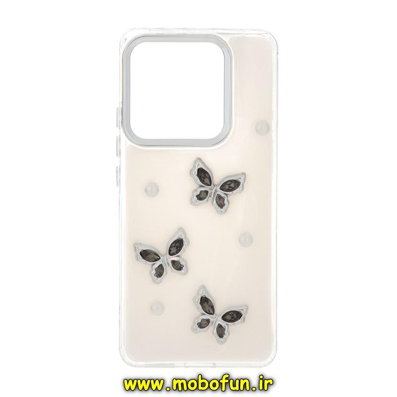 قاب گوشی Redmi Note 14 4G شیائومی فانتزی برجسته رزینی Luxury Case لنز و دکمه کرومی کد 76608
