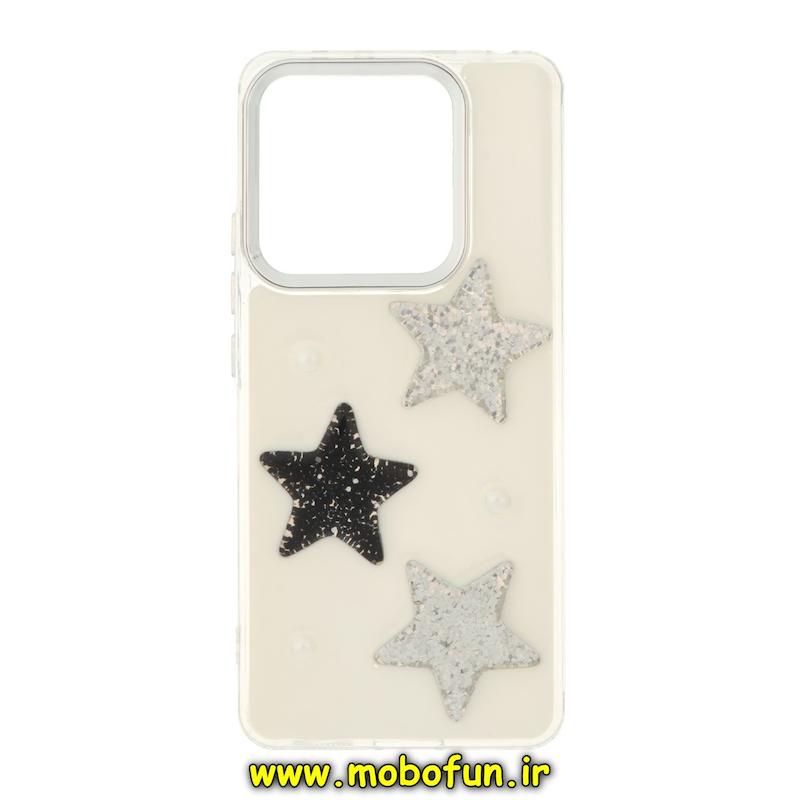 قاب گوشی Redmi Note 14 4G شیائومی فانتزی برجسته رزینی Luxury Case لنز و دکمه کرومی کد 76611