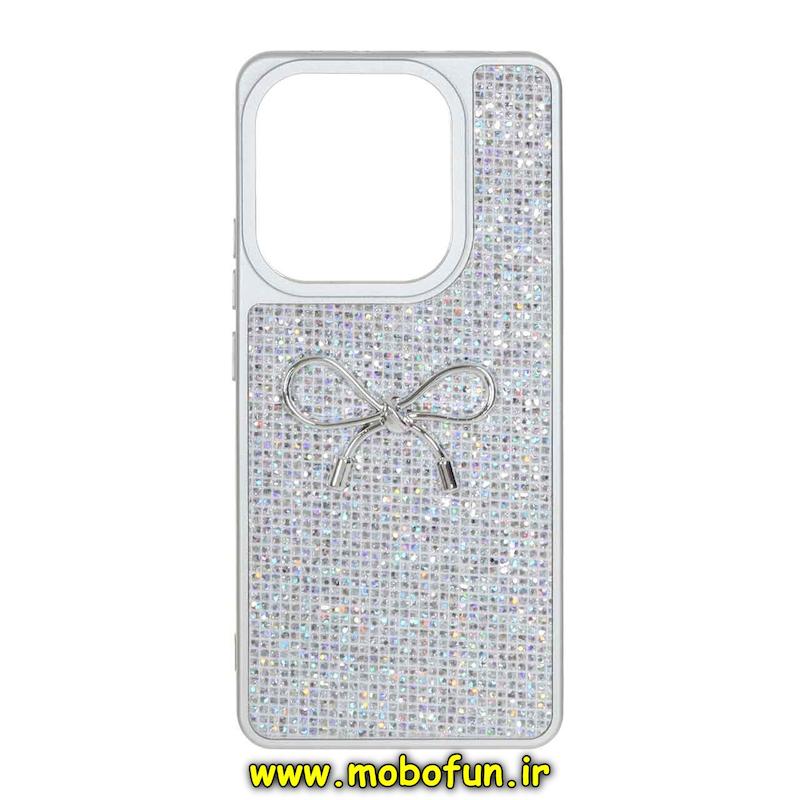 قاب گوشی Redmi Note 14 4G شیائومی Bling Diamond پاپیونی نقره ای کد 76627