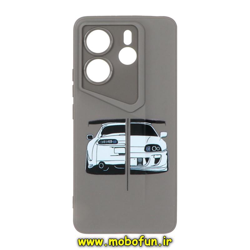 قاب گوشی Redmi Note 14 4G شیائومی Porsche Design سیلیکونی ژله ای محافظ لنز دار فانتزی طرح ماشین اسپرت خاکستری کد 76634