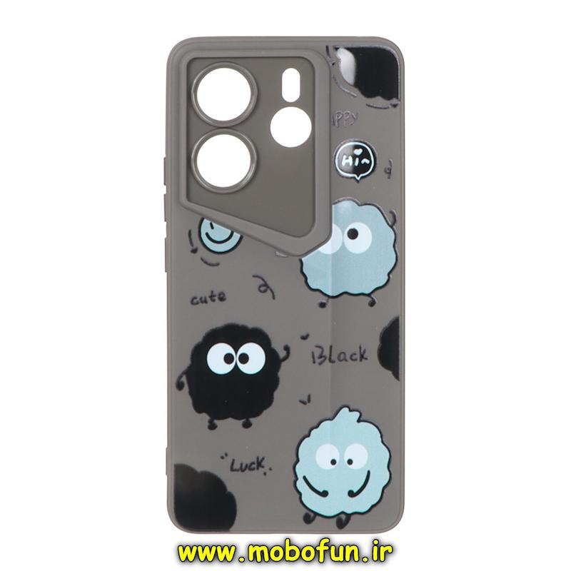 قاب گوشی Redmi Note 14 4G شیائومی Porsche Design سیلیکونی ژله ای محافظ لنز دار فانتزی طرح هپل خاکستری کد 76635
