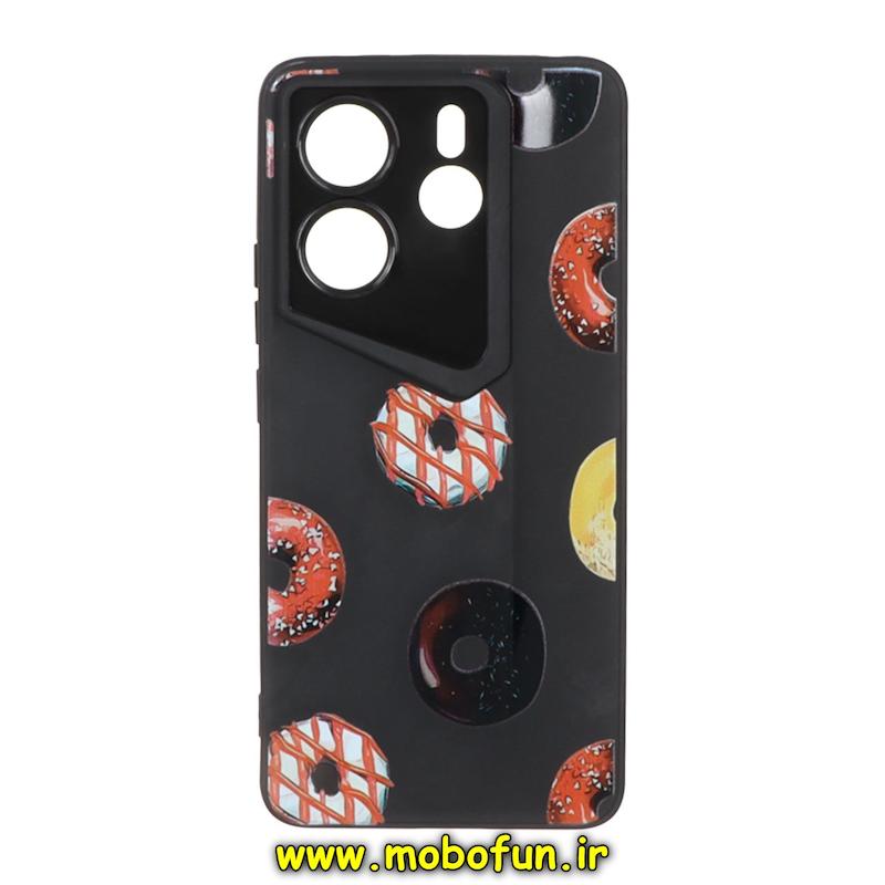 قاب گوشی Redmi Note 14 4G شیائومی Porsche Design سیلیکونی ژله ای محافظ لنز دار فانتزی طرح شیرینی دونات مشکی کد 76642