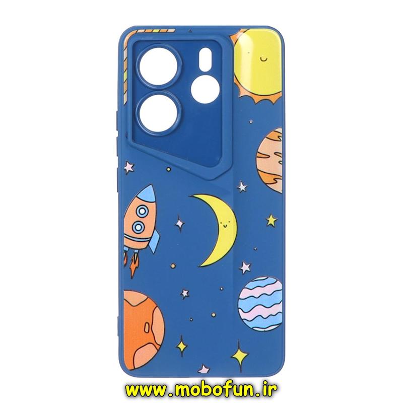 قاب گوشی Redmi Note 14 4G شیائومی Porsche Design سیلیکونی ژله ای محافظ لنز دار فانتزی طرح کهکشان آبی کد 76647