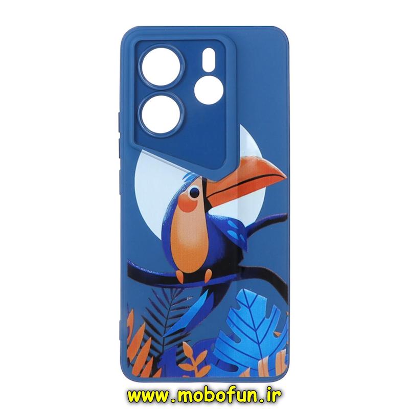 قاب گوشی Redmi Note 14 4G شیائومی Porsche Design سیلیکونی ژله ای محافظ لنز دار فانتزی طرح پرنده آبی کد 76648