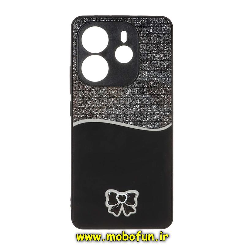 قاب گوشی Redmi Note 14 4G شیائومی طرح دار پاپیونی آینه ای محافظ لنزدار مشکی کد 76671