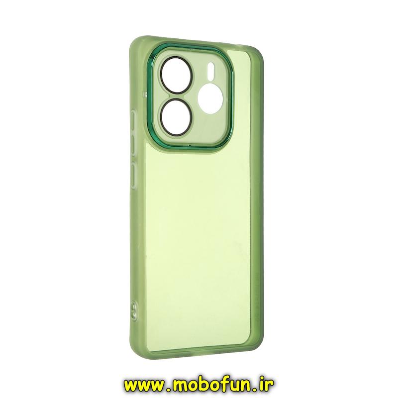 قاب گوشی Redmi Note 14 5G شیائومی اورجینال متال کیس Metal طرح ژله ای شفاف محافظ لنز دار سبز کد 76677