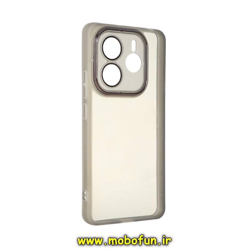 قاب گوشی Redmi Note 14 5G شیائومی اورجینال متال کیس Metal طرح ژله ای شفاف محافظ لنز دار مشکی کد 76680