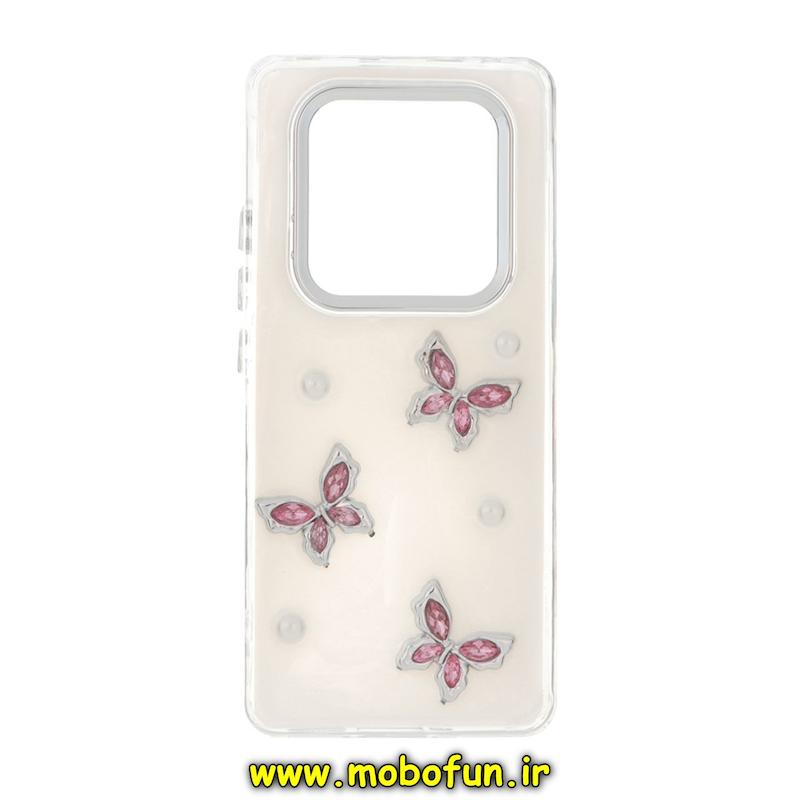 قاب گوشی Redmi Note 14 Pro 4G شیائومی فانتزی برجسته رزینی Luxury Case لنز و دکمه کرومی کد 76694