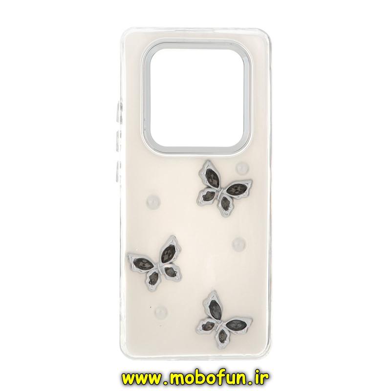 قاب گوشی Redmi Note 14 Pro 4G شیائومی فانتزی برجسته رزینی Luxury Case لنز و دکمه کرومی کد 76695