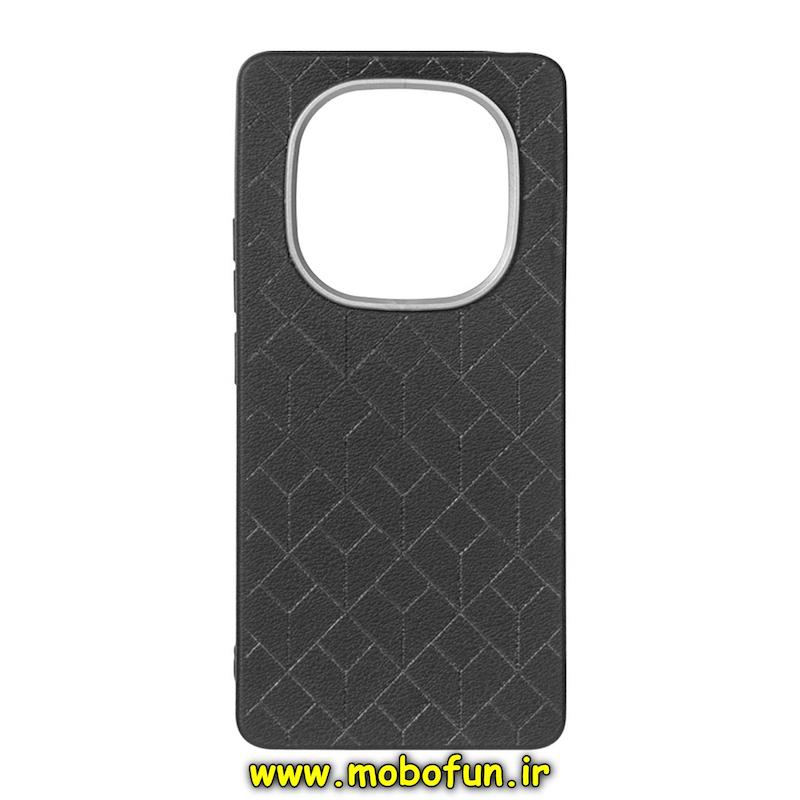 قاب گوشی Redmi Note 14 Pro 4G شیائومی لدر دیزاین SOFT Lether Design سیلیکونی شبکه ای طرح چرم مشکی کد 76700