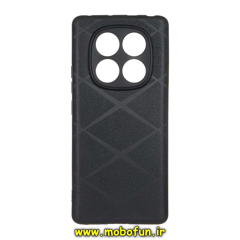 قاب گوشی Redmi Note 14 Pro 4G شیائومی لدر دیزاین SOFT Lether Design سیلیکونی شبکه ای طرح چرم مشکی کد 76716