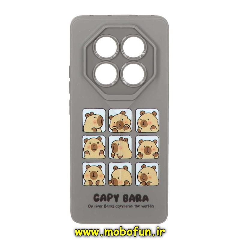 قاب گوشی Redmi Note 14 Pro 5G / Redmi Note 14 Pro Plus / Poco X7 شیائومی Porsche Design سیلیکونی ژله ای محافظ لنز دار فانتزی طرح خرسی کیوت خاکستری کد 76743