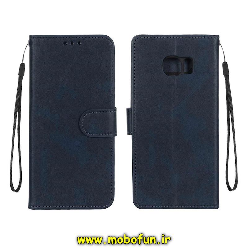 کیف گوشی Galaxy S7 Edge سامسونگ مگنتی طرح چرم کتابی محافظ لنزدار بنددار سرمه ای کد 76778