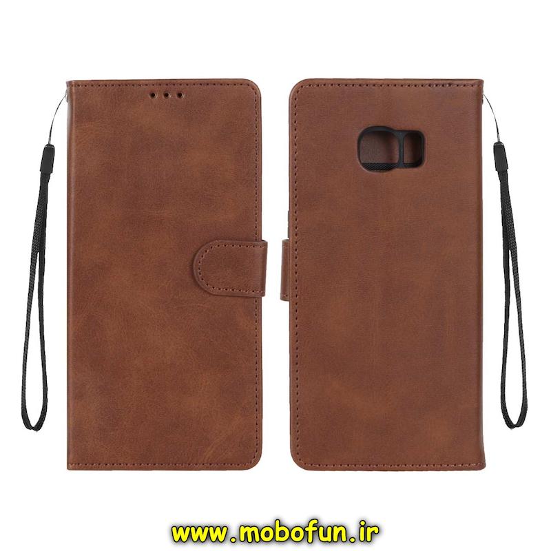 کیف گوشی Galaxy S7 Edge سامسونگ مگنتی طرح چرم کتابی محافظ لنزدار بنددار قهوه ای کد 76780
