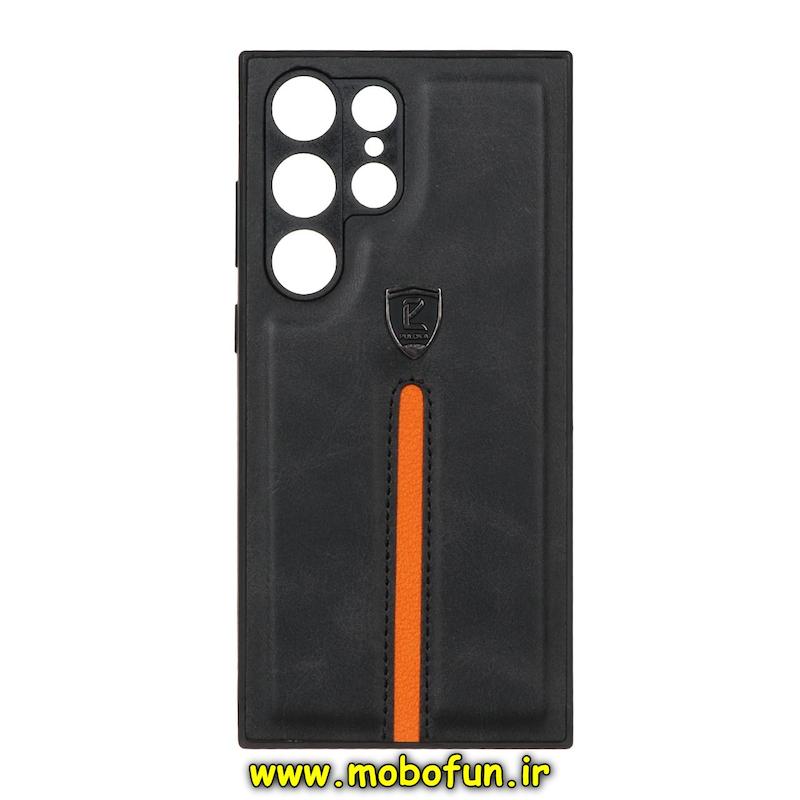 قاب گوشی Galaxy S23 Ultra سامسونگ اورجینال PULOKA پولوکا NEW CASE طرح چرمی درجه یک HARD محافظ لنزدار مشکی کد 76841