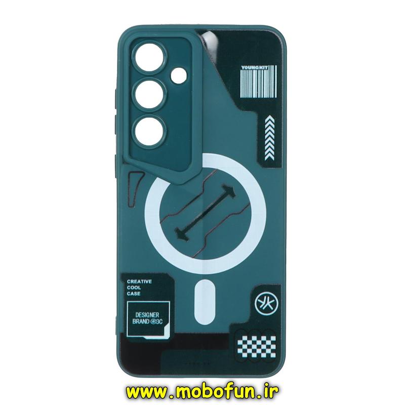 قاب گوشی Galaxy S24 FE سامسونگ Porsche Design سیلیکونی ژله ای محافظ لنز دار فانتزی طرح مگ سیف سبز تیره کد 76869