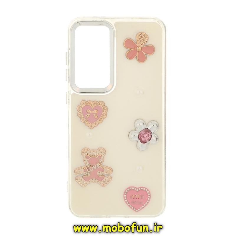 قاب گوشی Galaxy S24 FE سامسونگ فانتزی برجسته رزینی Luxury Case لنز و دکمه کرومی کد 76880