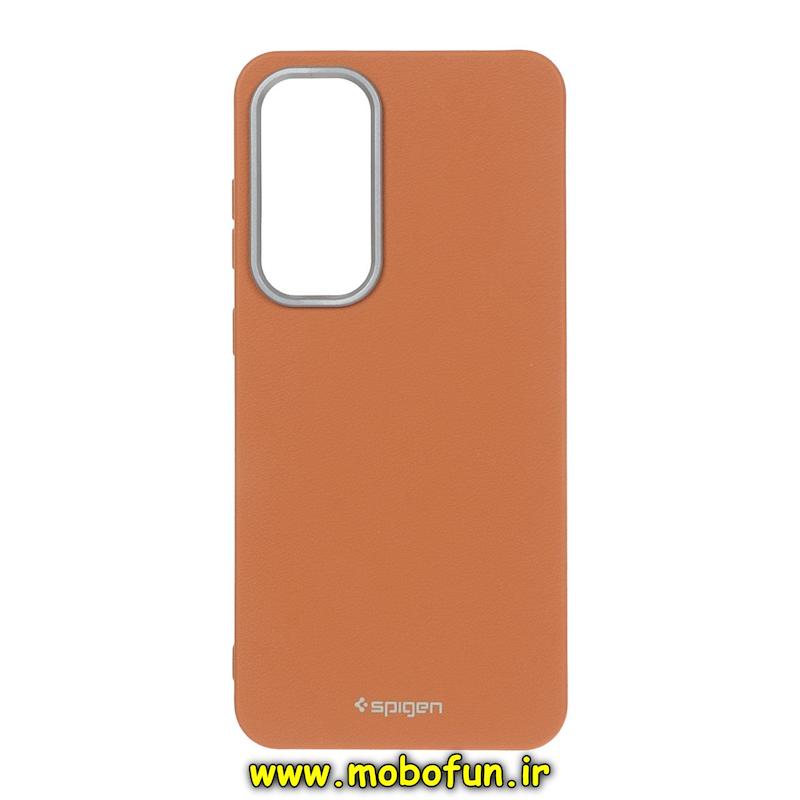 قاب گوشی Galaxy S24 FE سامسونگ لدر دیزاین SOFT Lether Design اسپیگن Spigen سیلیکونی طرح چرم عسلی کد 76886