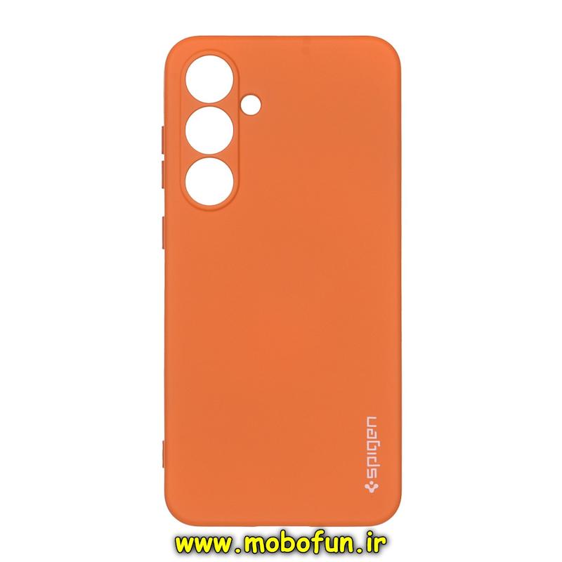 قاب گوشی Galaxy S24 FE سامسونگ سیلیکونی ژله ای PC برند SPIGEN اسپیگن نارنجی کد 76893