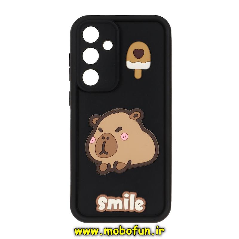 قاب گوشی Galaxy S24 FE سامسونگ سیلیکونی Solid عروسکی برجسته محافظ لنزدار کیوت مشکی کد 76901