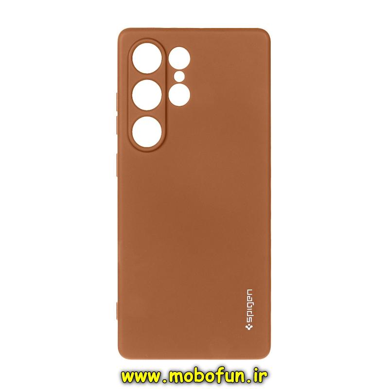 قاب گوشی Galaxy S25 Ultra سامسونگ سیلیکونی ژله ای PC برند SPIGEN اسپیگن قهوه ای کد 76996