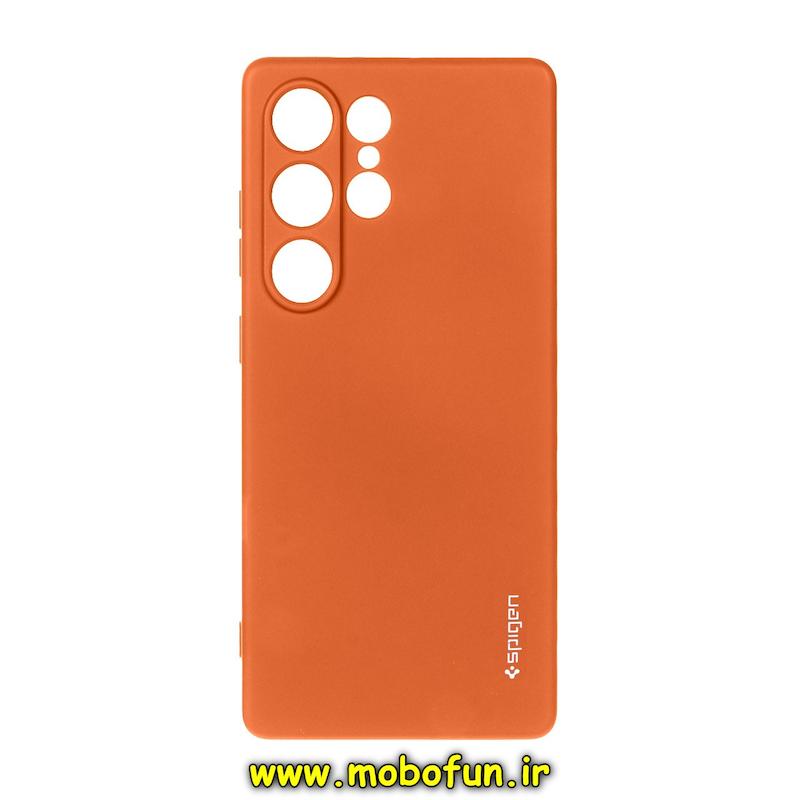 قاب گوشی Galaxy S25 Ultra سامسونگ سیلیکونی ژله ای PC برند SPIGEN اسپیگن نارنجی کد 76997