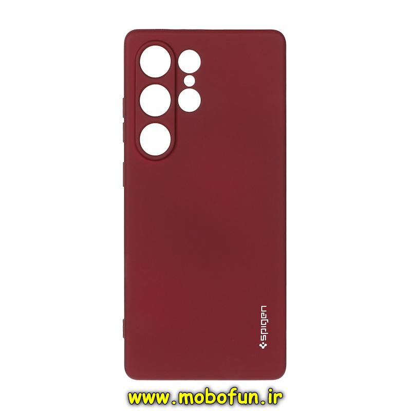 قاب گوشی Galaxy S25 Ultra سامسونگ سیلیکونی ژله ای PC برند SPIGEN اسپیگن زرشکی کد 77003