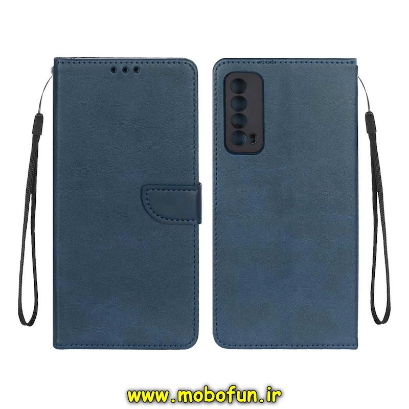 کیف گوشی Huawei Y7A هوآوی مگنتی طرح چرم کتابی محافظ لنزدار بنددار سرمه ای کد 77065