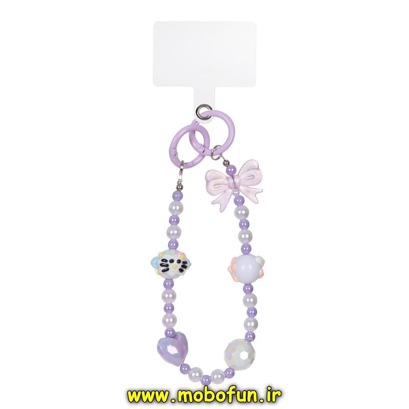 بند آویز دستی موبایل ( فون چارم Phone Charm ) طرح لاکچری دوقلاب پاپیون کد 77110