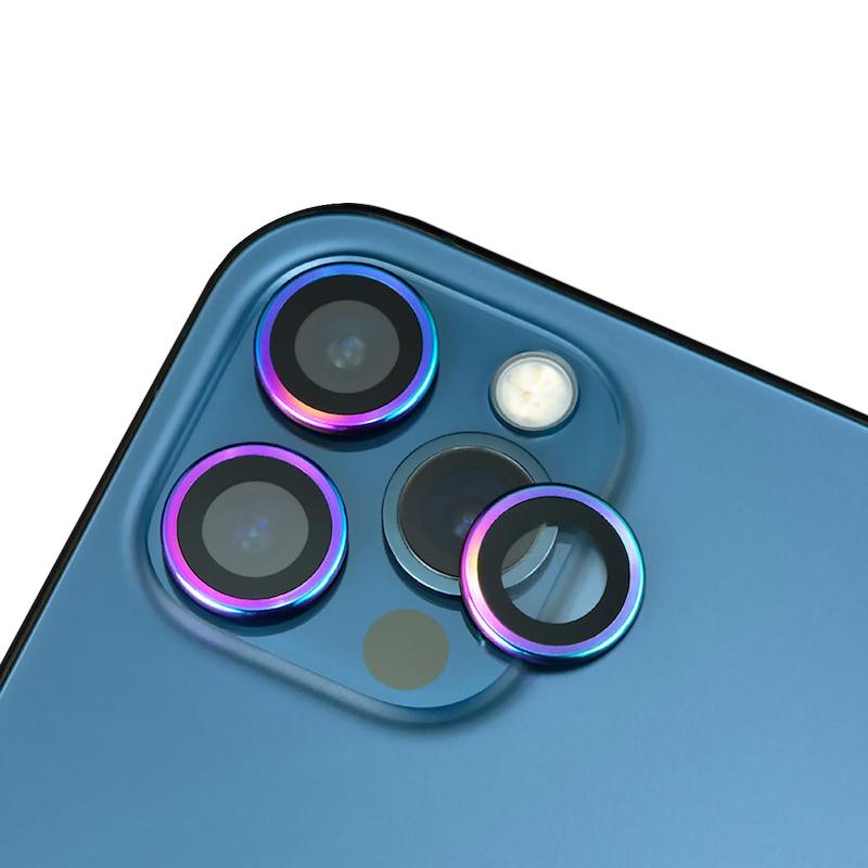 محافظ لنز iPhone 13 Pro / iPhone 13 Pro Max آیفون رینگی فلزی - شیشه ای هفت رنگ سه عددی کد 77154