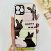 قاب گوشی iPhone 11 Pro آیفون طرح دار پافر چرمی محافظ لنز دار خرگوشی HAPPY کد 77173