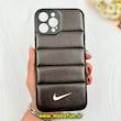 قاب گوشی iPhone 12 Pro Max آیفون پافر چرمی فانتزی Hard محافظ لنز دار طرح NIKE مشکی کد 77179