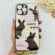 قاب گوشی iPhone 13 Pro Max آیفون پافر چرمی فانتزی Hard محافظ لنز دار طرح خرگوشی HAPPY کد 77181