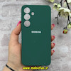 قاب گوشی Galaxy S25 سامسونگ سیلیکونی اورجینال پاک کنی درجه یک زیربسته سبز تیره کد 90503
