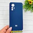 قاب گوشی Xiaomi 12 Lite شیائومی سیلیکونی اورجینال پاک کنی درجه یک زیربسته محافظ لنز دار سرمه ای کد 90650