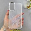 قاب گوشی Galaxy A16 سامسونگ اورجینال یونیک کیس Unique Case لاکچری شفاف نگین دار کرومی طرح پروانه کد 90965
