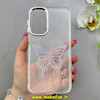 قاب گوشی Galaxy A16 سامسونگ اورجینال یونیک کیس Unique Case لاکچری شفاف نگین دار کرومی طرح پروانه کد 90967