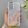 قاب گوشی Galaxy A26 سامسونگ اورجینال یونیک کیس Unique Case لاکچری شفاف نگین دار کرومی طرح پروانه کد 90968