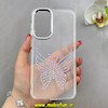 قاب گوشی Galaxy A26 سامسونگ اورجینال یونیک کیس Unique Case لاکچری شفاف نگین دار کرومی طرح پروانه کد 90969