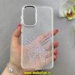 قاب گوشی Galaxy A36 / A56 سامسونگ اورجینال یونیک کیس Unique Case لاکچری شفاف نگین دار کرومی طرح پروانه کد 90970