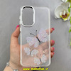 قاب گوشی Galaxy A36 / A56 سامسونگ اورجینال یونیک کیس Unique Case لاکچری شفاف نگین دار کرومی طرح پروانه کد 90971