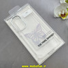 قاب گوشی Galaxy A36 / A56 سامسونگ اورجینال یونیک کیس Unique Case لاکچری شفاف نگین دار کرومی طرح پروانه کد 90972
