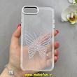 قاب گوشی iPhone 7 Plus / iPhone 8 Plus آیفون اورجینال یونیک کیس Unique Case لاکچری شفاف نگین دار کرومی طرح پروانه کد 90973