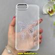 قاب گوشی iPhone 7 Plus / iPhone 8 Plus آیفون اورجینال یونیک کیس Unique Case لاکچری شفاف نگین دار کرومی طرح پروانه کد 90974