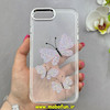 قاب گوشی iPhone 7 Plus / iPhone 8 Plus آیفون اورجینال یونیک کیس Unique Case لاکچری شفاف نگین دار کرومی طرح پروانه کد 90975