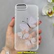قاب گوشی iPhone 7 Plus / iPhone 8 Plus آیفون اورجینال یونیک کیس Unique Case لاکچری شفاف نگین دار کرومی طرح پروانه کد 90975