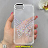قاب گوشی iPhone 7 / iPhone 8 / iPhone SE 2020 / iPhone SE 2022 آیفون اورجینال یونیک کیس Unique Case لاکچری شفاف نگین دار کرومی طرح پروانه کد 90976